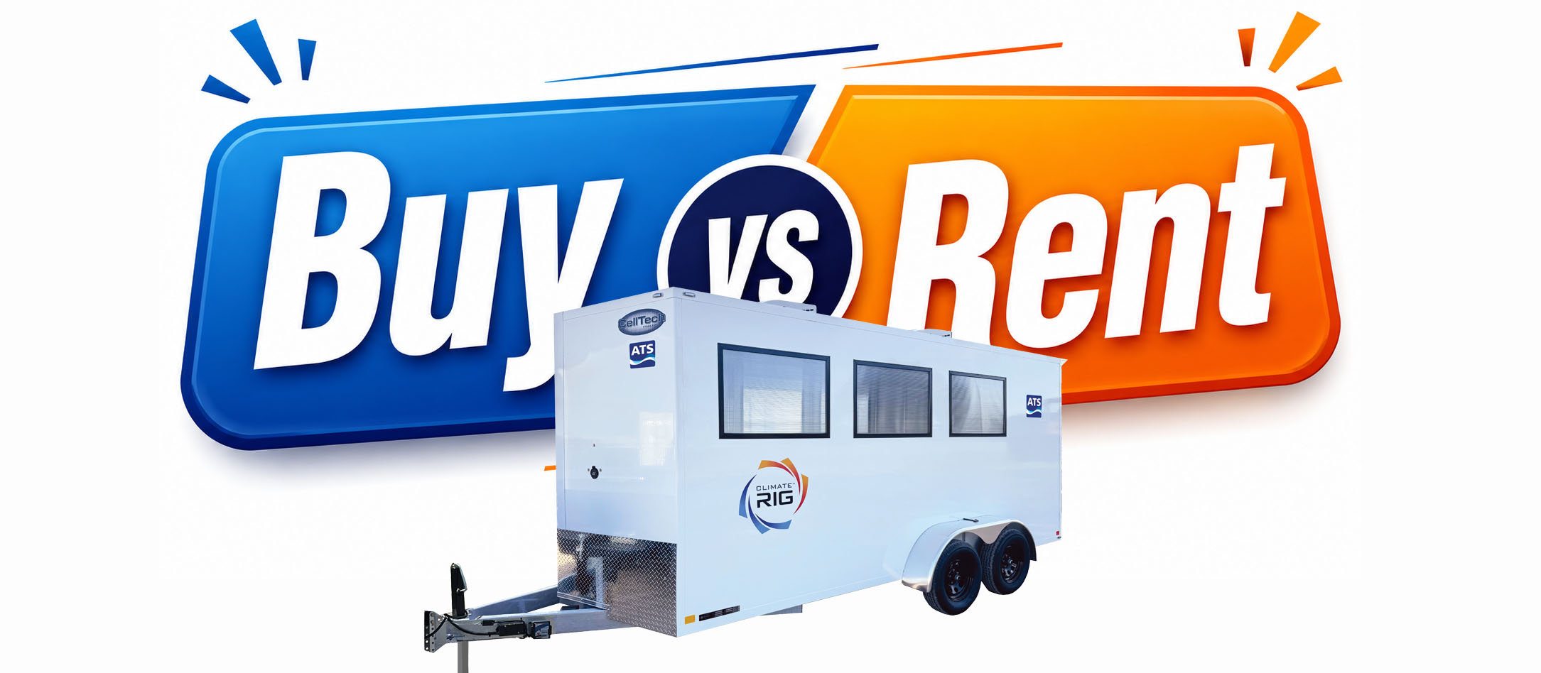 A visual comparison of renting versus owning a cool-down trailer — illustrating the five-year total-cost-of-ownership decision facing industrial operators in 2026.