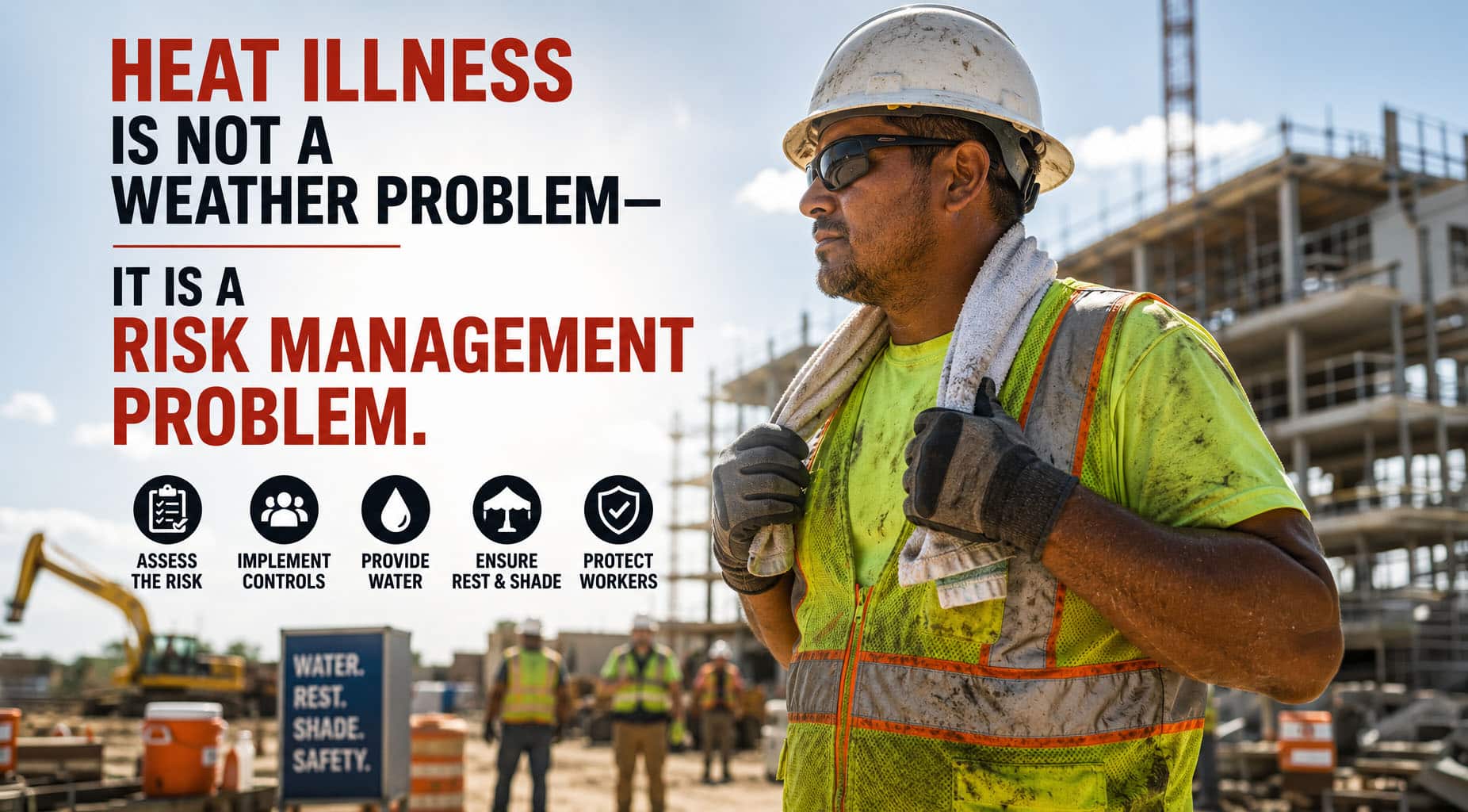 A CFO or risk manager reviewing workers' compensation claims data, illustrating the financial impact of heat illness on insurance premiums and EMR.